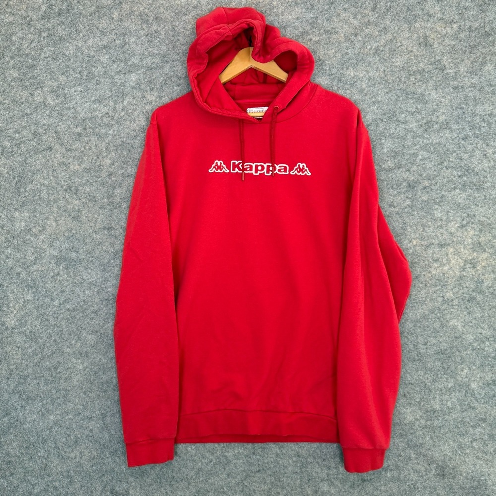 Kappa Hoodie Mens 2XL Long Tall French Terry Fleece Logo Sweatshirt Red